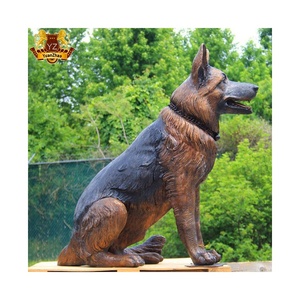 Decoración de Exterior, Moderna Estatua de Pastor Alemán Sentado, Tamaño Real, Artesanía en Metal, Estatua de Perro Great Dane de Bronce - Product Image 3