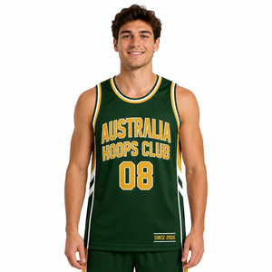 Camiseta de Baloncesto Personalizada para Fanáticos de Australia, con Nombre y Número del Equipo, Sin Mangas, Malla Impresa, 100% Poliéster, Color Personalizado, Deportiva - Product Image 2