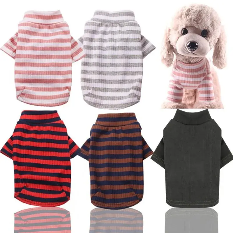 Fabricante Atacado Pet Dog Listrado camisa Vest macio Confortável Cat algodão Roupas Poodle Vestuário Dog Pet Vestuário