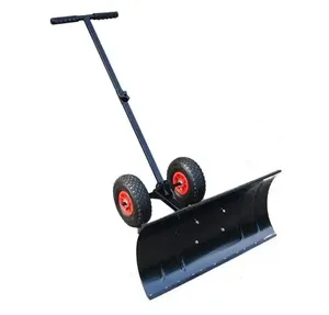 Wheeled Snow pusher with adjustable handle and carbon steel made/ steel snow plow