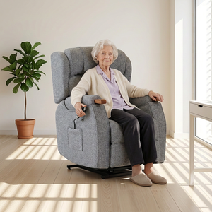 Living Room Recliner Sofa Light Gray Dual Motor Lift Chair with Heating <b>Zero</b> Gravity Wheels for Elderly - Product Image 6