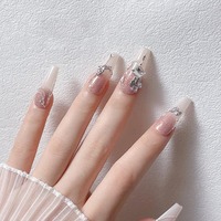 Breloques à ongles en argent 3D avec strass, motif papillon pour ongles en acrylique, en métal de qualité supérieure.