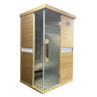 Pruche Bois Massif Maison Baril Sauna Bain de Vapeur Sec et Humide avec Panneau de Commande Électrique Infrarouge Lointain pour Bain Intérieur Relaxation