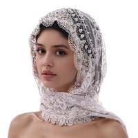 Voile en dentelle et mousseline pour femmes musulmanes, châle superposé, foulard de style saoudien et de Dubaï, écharpe islamique pour usage quotidien en Turquie