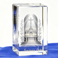 Cube en cristal K9 en gros avec gravure laser 3D intérieure, Artisanat religieux en cristal Sainte Famille, Souvenir de l'Église catholique, Décoration, Cadeau