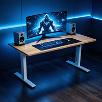 Bureau debout électrique ergonomique moderne Hetium avec cadre en acier et plateau en bois - Modèle exécutif autonome