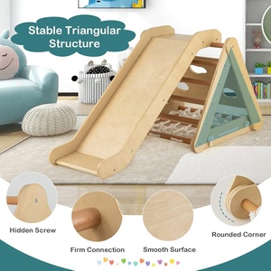 ของเล่นปีนป่ายเด็กเล็กแบบนุ่มนวล 4-in-1 รุ่นโมเดิร์น ขายส่ง ของเล่นไม้มอนเตสซอรี่รูปสามเหลี่ยม 3 ด้าน พร้อมสไลเดอร์ สำหรับเล่นในร่ม - Product Image 4