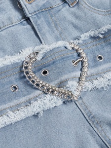 Jeans de Mujer de Cintura Alta, Corte Bootcut, con Cinturón Decorativo, Denim Elástico, Color Azul Claro, Cómodos y Elegantes, Casuales de Invierno - Product Image 3