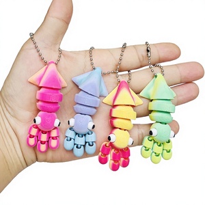 2026 Porte-clés et pendentif de sac en forme de calmar/théia mignon imprimé en 3D, figurine animale réaliste, cadeau transfrontalier pour la maternité - Product Image 1
