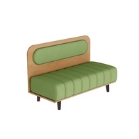 Ensemble table et chaises de banquette murale 2 places en bois massif, personnalisable, style moderne et minimaliste, pour usage commercial (café, restaurant)