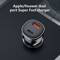 Cargador de Coche SUNDA 51W con Pantalla Digital, Cargador de Encendedor de Cigarrillos de Doble Puerto, Adaptador de Cargador USB-A+Tipo C