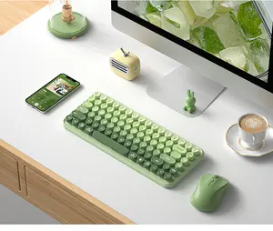 Беспроводная перезаряжаемая клавиатура и мышь для офисного ПК и ноутбука, 84 клавиши с градиентным цветом, 2,4 г