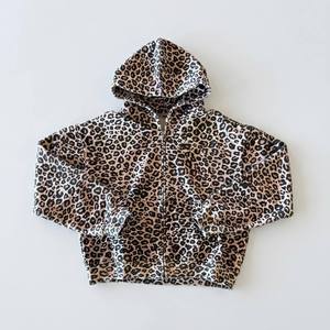 Sweat à capuche zippé pour homme, coupe ample, en molleton de coton épais, imprimé léopard intégral, délavé à l'acide, vente en gros personnalisée - Product Image 1