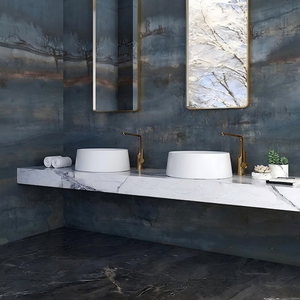 Customized Modern Indoor/Outdoor Blue Wall Panel Sintered <strong>Stone</strong> with Marble Look Artificial Big Slab for Exterior Walls - Product Image 1
