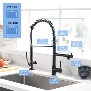 Robinet de cuisine thermostatique à tirette avec broche Robinet d'évier de cuisine à <span class=keywords><strong>double</strong></span> <span class=keywords><strong>sortie</strong></span> en laiton Robinets de cuisine en céramique contemporains Mélangeur - Product Image 4