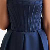 Robe midi élégante et décontractée pour femme, nouvelle collection Wisrise Fashion Factory, style marin sans bretelles, ourlet évasé, en satin tissé pour l'automne