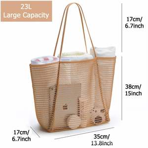 Hot Sale Fashion Summer Beach Mesh <b>Tote</b> <b>Bag</b> Women's Shoulder Handbags Large Foldable Vacation <b>Bags</b> <b>Straw</b> <b>Bag</b> for Women - Product Image 2