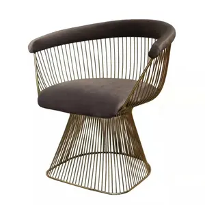 Classic Designer Warren Platner Arm Stoel Stof Lounge Stoel Voor Slaapkamer Gestoffeerde Fluwelen Kant Stoelen