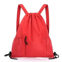 Sac à dos imperméable Oxford avec cordon de serrage, prêt à être expédié, sac de sport avec poches en filet à fermeture éclair sur le devant pour hommes et femmes, 5 couleurs