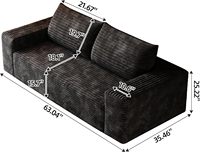 Sofá Cama Plegable Cloud de 63 Pulgadas, sin Estructura, Ecológico, Sin Ensamblaje, Moderno, de Tela, de 2 Plazas, para Sala de Estar de Apartamento, Tamaño Personalizado