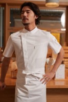Chemise de chef en maille respirante en mélange polyester/coton à manches courtes pour l'été – Tenue de travail légère pour cuisine, restaurant et bar