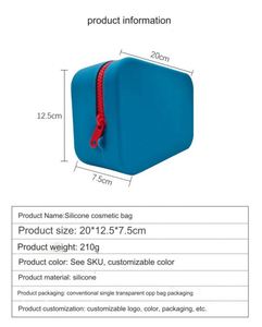 Eco-Friendly Foldable Large Capacity <b>Silicone</b> <b>Waterproof</b> Bag With Zipper-Fashion Travel Makeup Organizer Solid Color - Product Image 5
