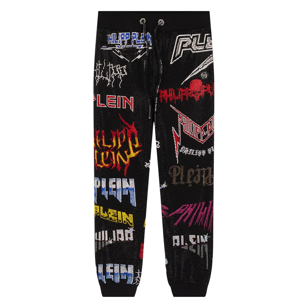 OEM Custom Hip Hop high Street swear men's casual pants luxury jogger Men full embroidery rhinestone track pants