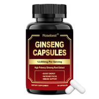 Vente en gros OEM, étiquette privée, qualité supérieure, halal, végétalien, extrait de racine de ginseng rouge coréen, capsules de suppléments