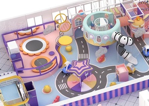 Aire de jeux intérieure pour enfants Centre de divertissement familial avec base spatiale <span class=keywords><strong>Parc</strong></span> de trampoline et toboggan en plastique Aire de jeu souple pour les tout-petits - Product Image 5