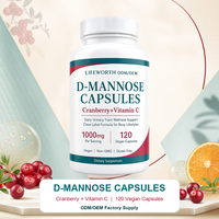 LIFEWORTH Complément Naturel pour la Santé Urinaire, Alternative aux Gummies, Capsules de D-Mannose en Poudre, 120 Unités, Sans Gluten, Santé Féminine, OEM