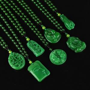 Collar de jade de cristal para hombre y mujer, colgante largo de Buda de Guanyin verde <span class=keywords><strong>oscuro</strong></span> - Product Image 2