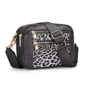 Cute White Cow Leopard Animal Print Women Crossbody <strong>Bumbag</strong> With Small Pouch Nylon Large Capacity Sling Bag for Travel Trips - Product Image 2