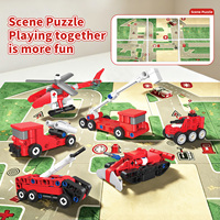Kit de construction de camion de pompiers 279 pièces, construisez 6 modèles, hélicoptère de sauvetage, véhicule d'urgence, voitures éducatives, jouet pour enfants, cadeau