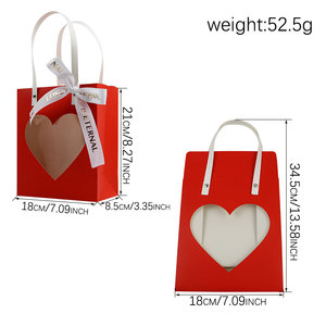 Sac cadeau en papier pour la Saint-Valentin avec fenêtre transparente en forme de cœur, sac à friandises pour la Saint-Valentin avec ruban pour mariage - Product Image 2