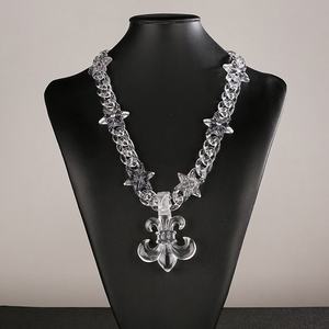 Eropa dan Amerika Serikat trendi transparan Resin akrilik liontin kalung salib uniseks grosir - Product Image 1