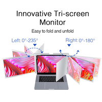 Monitor Triple Portátil FHD para Laptop de 14 Pulgadas con Pantalla LCD Dual para Colgar en el Escritorio, Monitor USB para Laptop