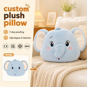 ตุ๊กตาช้างน้อยสั่งทำยอดฮิต หมอนหนุนเด็ก ตุ๊กตาช้างสีฟ้า - Product Image 1