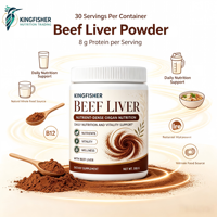 Poudre d'extrait de foie de bœuf en vrac, protéines naturelles de bœuf élevé en pâturage, supplément de vitamine B12 et de fer, emballage en pot, ODM OEM