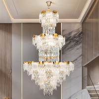 Grand Lustre Suspendu en Cristal de Luxe, Luminaire Rotatif pour Villa, Hall d'Hôtel, Loft et Décoration de Salon