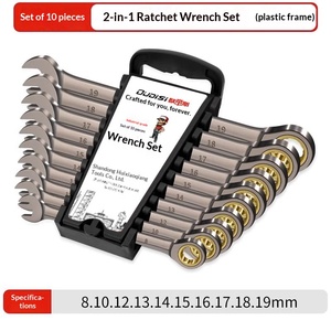Juego de Llaves de Trinquete Reversibles DISEN de 6 Piezas, Métricas de 8-19 mm, 72 Dientes, Acero CR-V, Niquelado, con Soporte Organizador de Diseño de Manivela - Product Image 4
