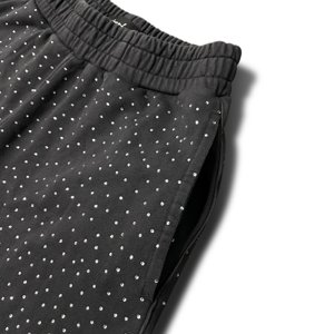 Pantalones Deportivos Anchos para Hombre, Estilo Casual, Color Gris Lavado, con Pedrería y Adornos de Cuentas - Product Image 3