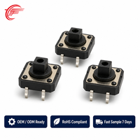 Vente directe usine – Interrupteur tactile personnalisable TC-1204-7.3-260, 12x12mm DIP 4 broches, 12V 50mA 260gf, capot en acier inoxydable, conforme RoHS