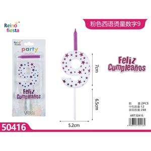 Festa di buon compleanno candela numero 9 rosa stelle Design torta di cera di soia Stick per feste di compleanno di capodanno occasioni di pasqua - Product Image 1