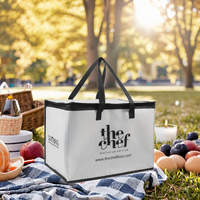 Sac isotherme personnalisé avec logo, carré, pour la livraison de nourriture à emporter, la bière, le déjeuner, grand sac de pique-nique, imperméable, blanc, sacs isothermes
