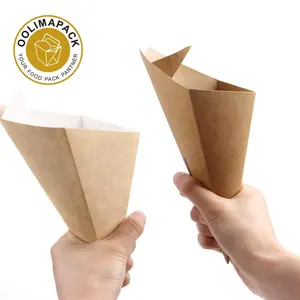 <span class=keywords><strong>Cono</strong></span> de Papel Kraft Desechable para Papas Fritas, Caja de Papel para Papas Fritas al por Mayor para <span class=keywords><strong>Comida</strong></span> de Crepas, <span class=keywords><strong>Cono</strong></span> de Papas Fritas Redondo Personalizado - Product Image 5