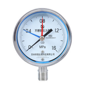 Manomètre en acier inoxydable Suzhou Xuansheng Y100BF 100 mm analogique à trois aiguilles avec indicateur de max/min - Product Image 1