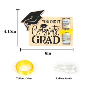 Porte-cartes en <span class=keywords><strong>bois</strong></span> personnalisé pour diplômé 2026 – Cadeau de fin d'études avec casquette – Décoration de fête et support pour billets - Product Image 4