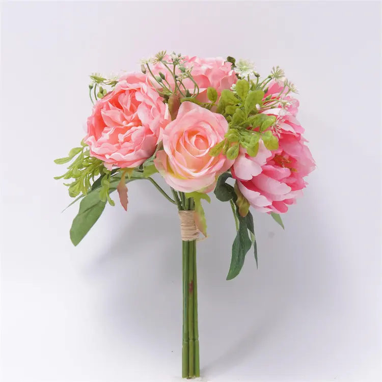 गर्म बिक्री वेडिंग अशुद्ध फूल गुलाब रेशम गुलाब खिलने गुलाब कृत्रिम बैंगनी गुलाबी गुलाब का फूल गुलदस्ता