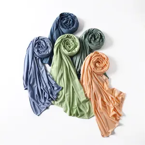 Wholesale fashion long stretch hight quality jersey hijab muslim scarf cotton jersey material scarves oversized 2022