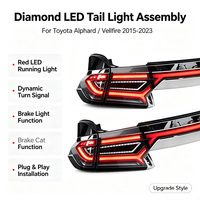 Nouveaux feux arrière LED de style diamant améliorés pour Alphard Vellfire, modèles 2015-2023, matériau ABS étanche, 6000 lumens